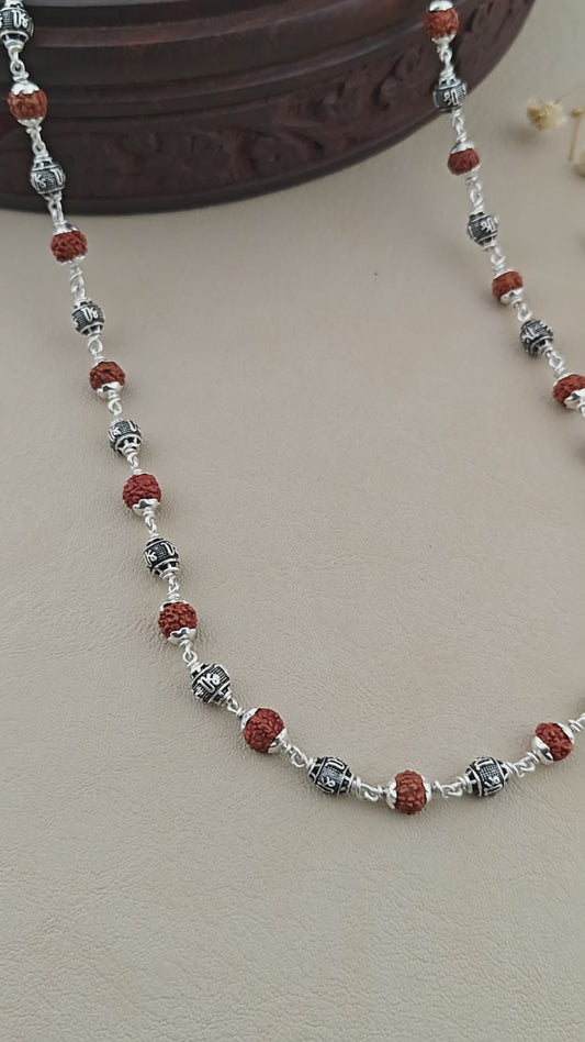 925 Silver SHREE Bead Rudraksha Mala for Men