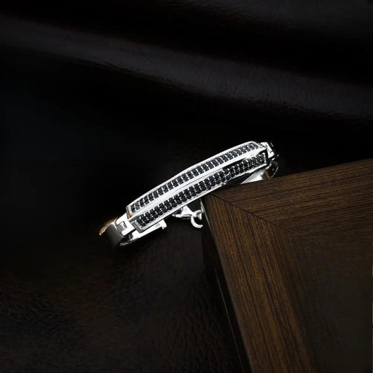 925 Silver Black Diomand Kada Bracelet for Kids | Child