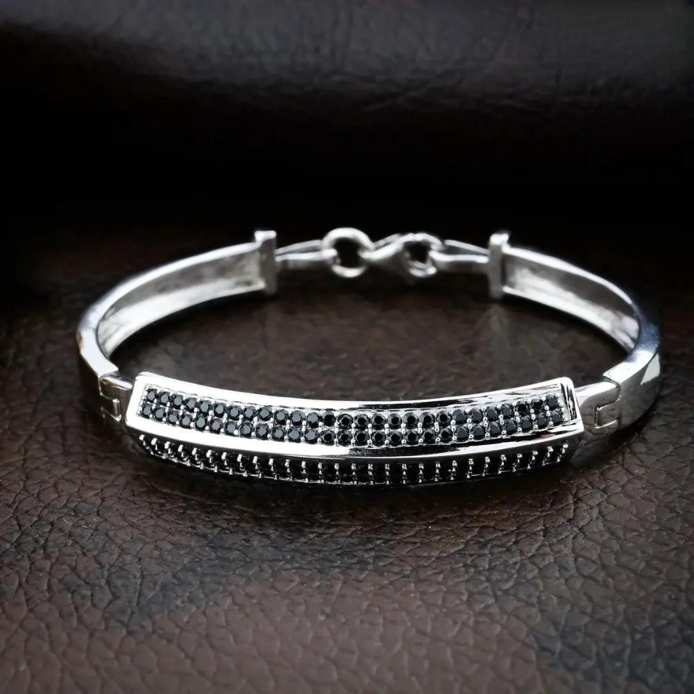 925 Silver Black Diomand Kada Bracelet for Kids | Child