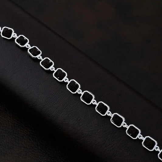 925 Silver Black Rudraksha Bracelet for Men