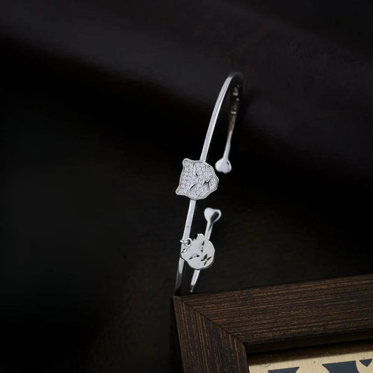 925 Silver Bracelet like Bangle with Lion for Women