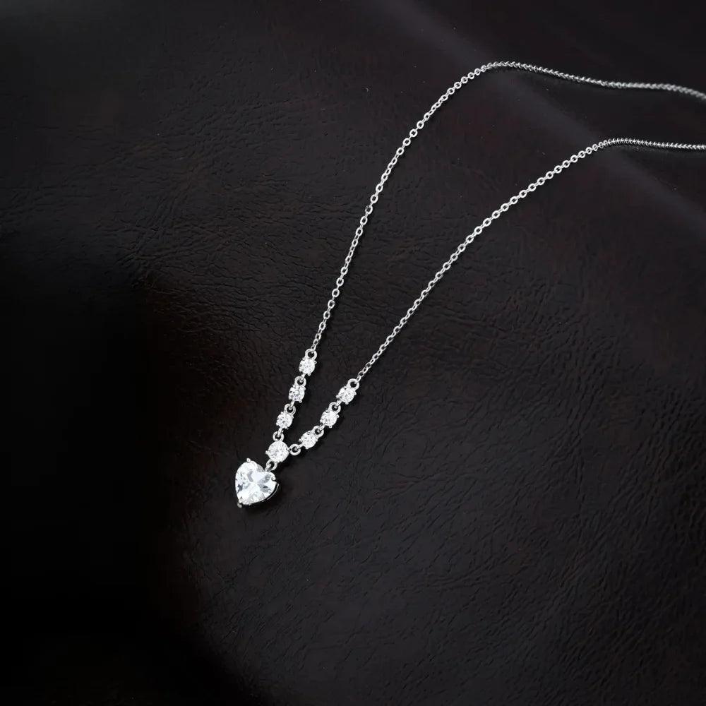 925 Silver Crystel Heart Pendant for Women