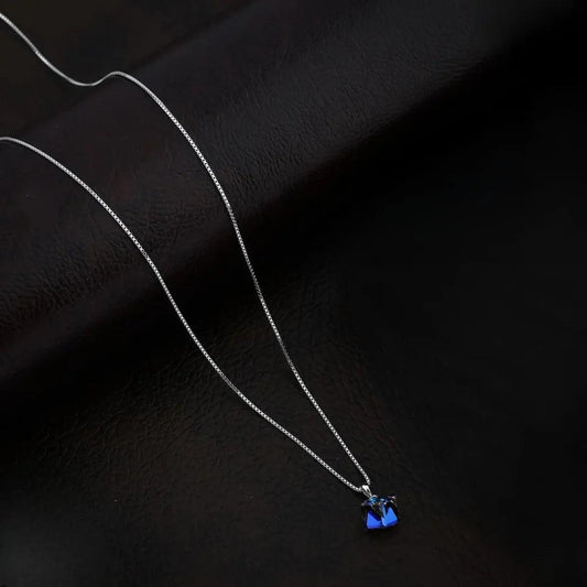 925 Silver Cube Blue Box Pendant for Women