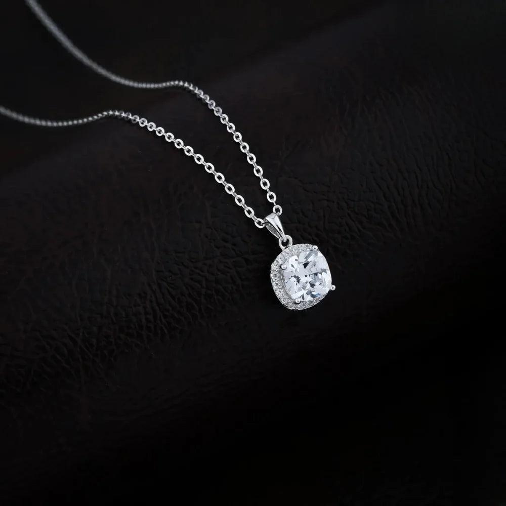 925 Silver Cusion Moissanite Pendant for Women