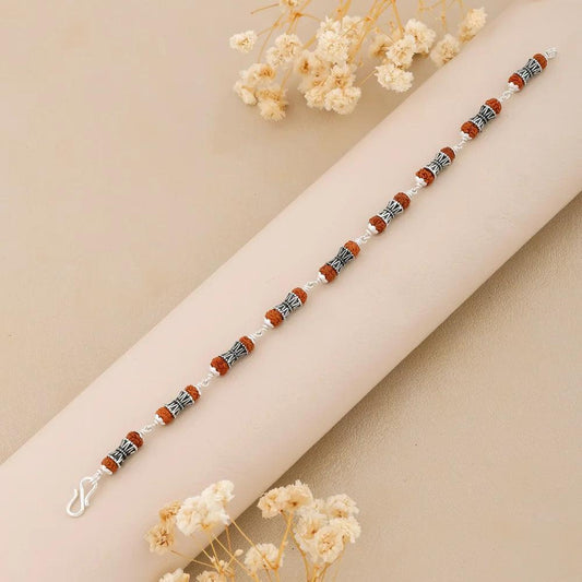 925 Silver DAMRU Bead Rudraksha Bracelet for Men
