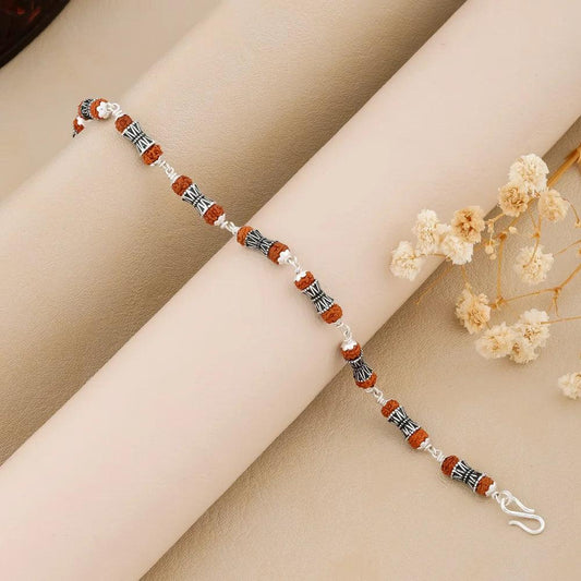 925 Silver DAMRU Bead Rudraksha Bracelet for Men