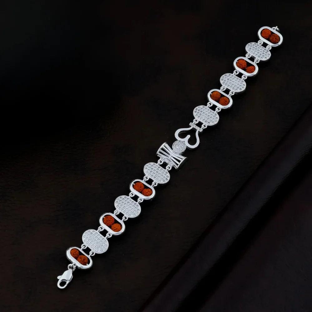 925 Silver DAMRU Design Rudraksha Bracelet for Men