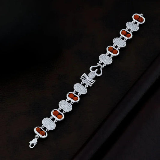 925 Silver DAMRU Design Rudraksha Bracelet for Men