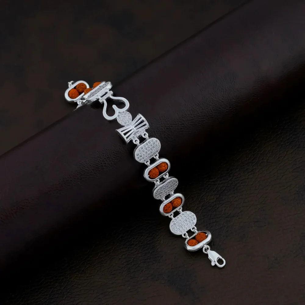 925 Silver DAMRU Design Rudraksha Bracelet for Men