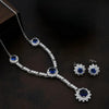 925 Silver Delicate Ocean Blue Round Necklace for Women