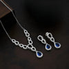 925 Silver Light Blue Pear Necklace for Women