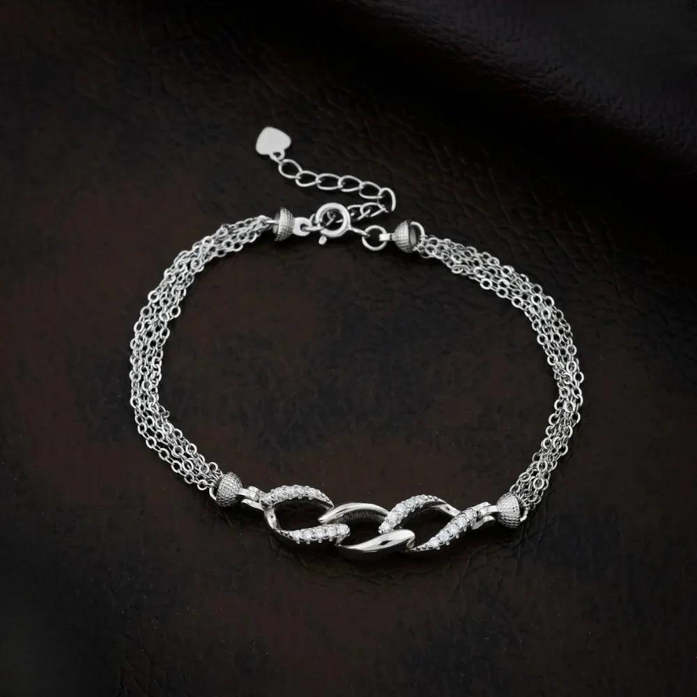 925 Silver Multi Chain Bracelet for Women