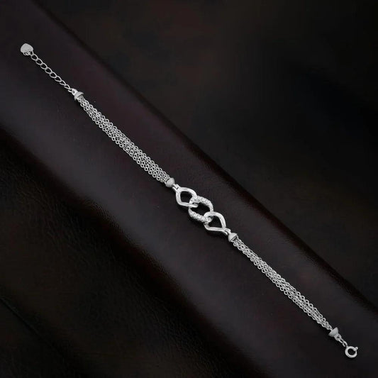 925 Silver Multi Chain with Diomand Bracelet for Women