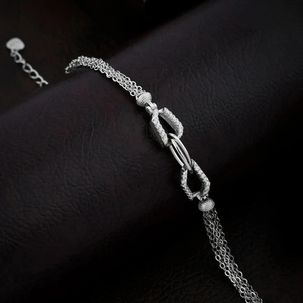 925 Silver Multi Chain Lapping Bracelet for Women