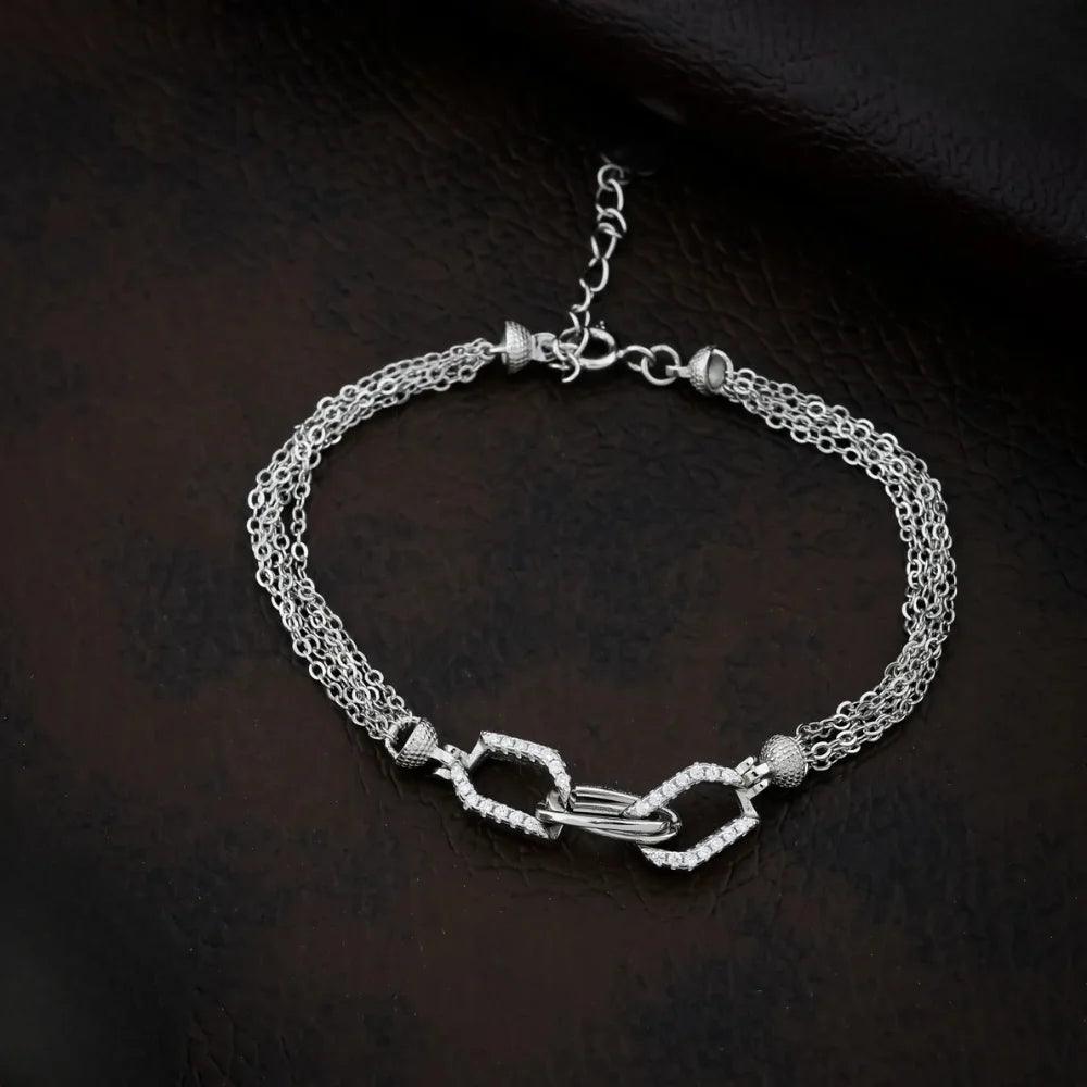 925 Silver Multi Chain Lapping Bracelet for Women