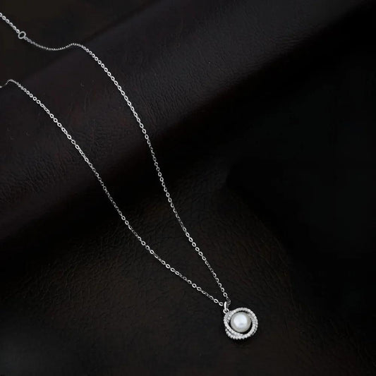 925 Silver Natural Pearl With Diomand Pendant for Women