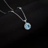 925 Silver Ocean Blue Cubic Zirconia Pendant for Women