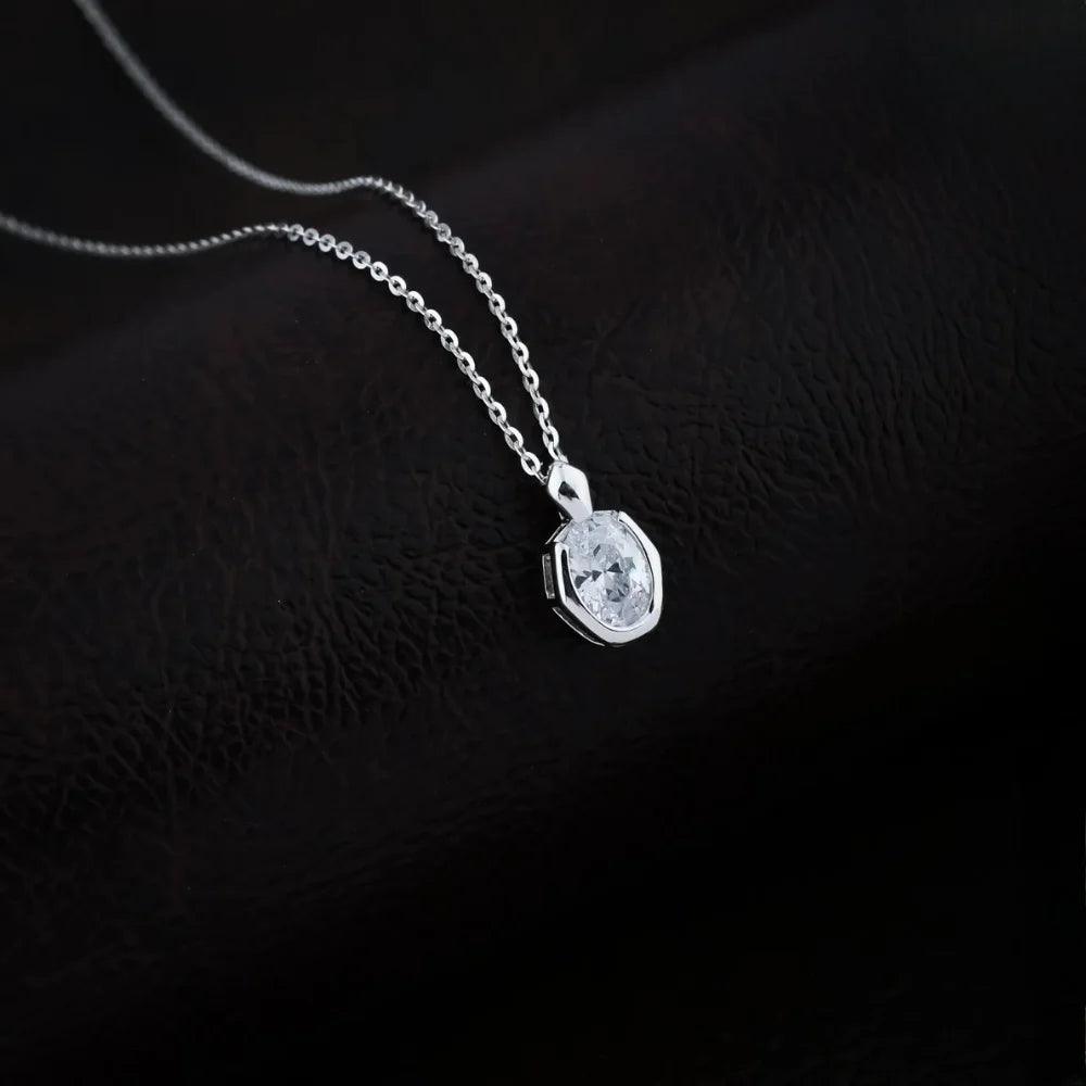 925 Silver Oval Moissanite Pendant for Women