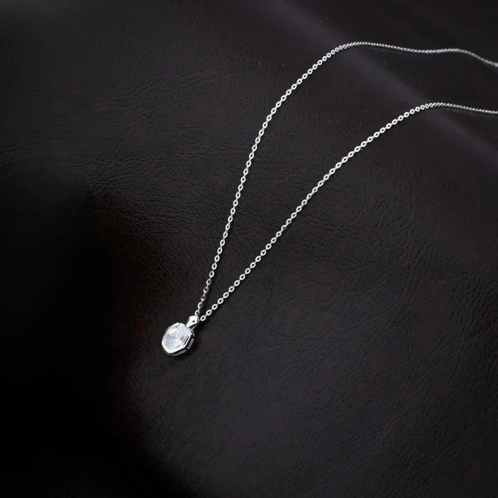 925 Silver Oval Moissanite Pendant for Women