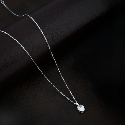 925 Silver Oval Moissanite Pendant for Women