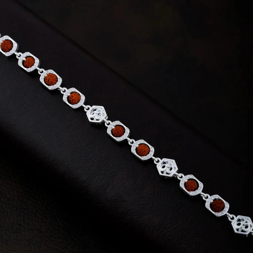 925 Silver Ovel Center with OM Rudraksha Bracelet for Men