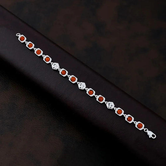 925 Silver Ovel Center with OM Rudraksha Bracelet for Men