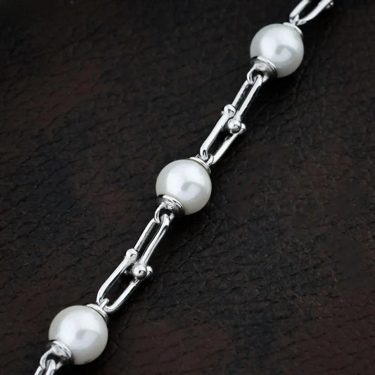 925 Silver Pearl Gemstone Party Wear Bracelet for Women