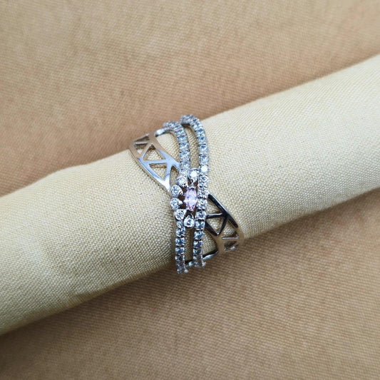 925 Silver Pink Moissanite Ring for Women