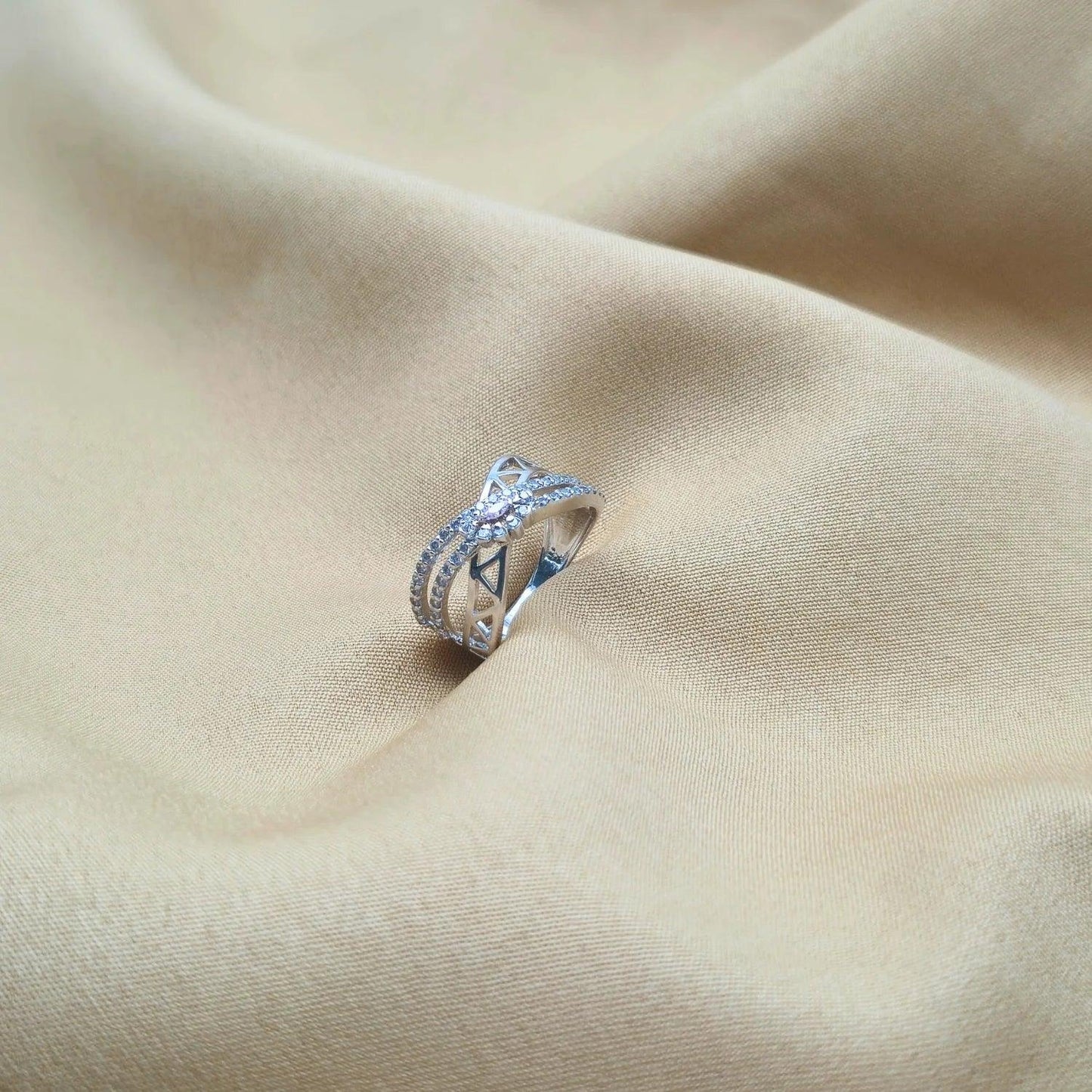 925 Silver Pink Moissanite Ring for Women
