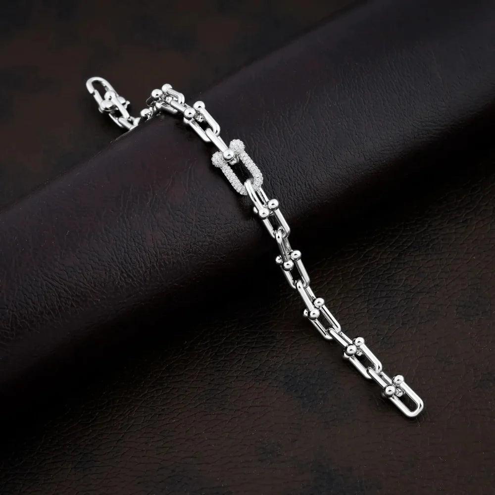 925 Silver Punk Chain Party Wear Bracelet for Women