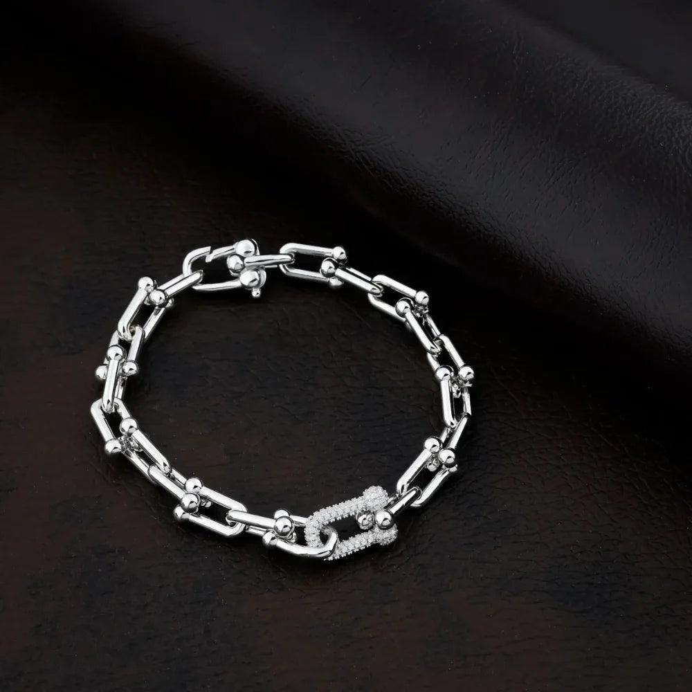 925 Silver Punk Chain Party Wear Bracelet for Women