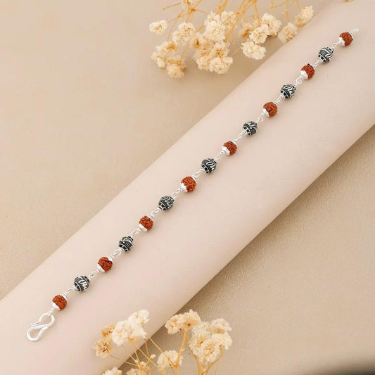 925 Silver RAM Bead Rudraksha Bracelet for Men