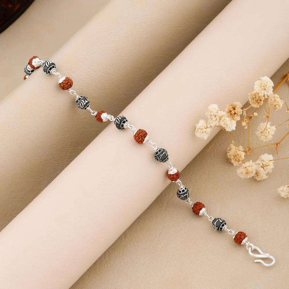 925 Silver RAM Bead Rudraksha Bracelet for Men