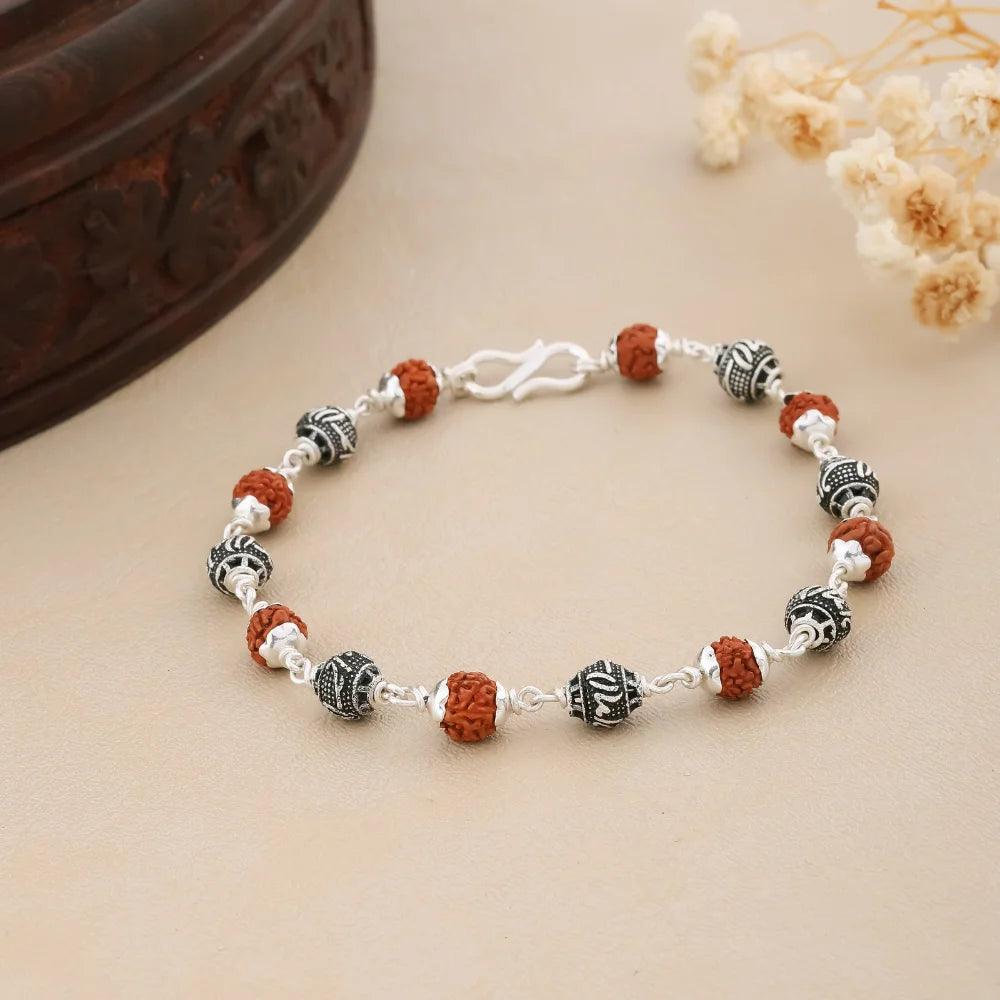 925 Silver RAM Bead Rudraksha Bracelet for Men