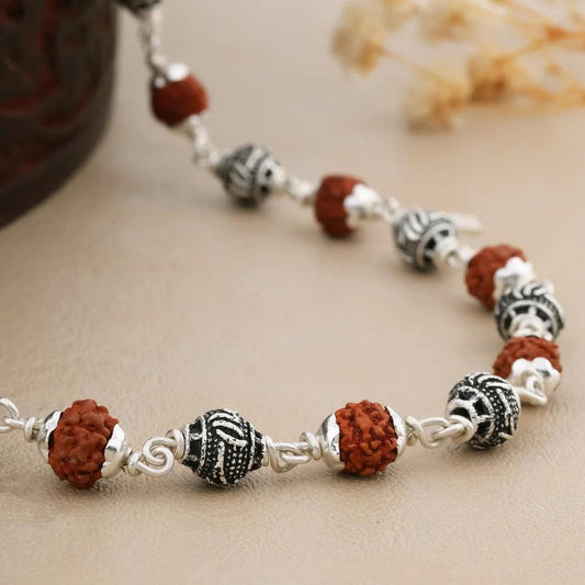 925 Silver RAM Bead Rudraksha Mala for Men