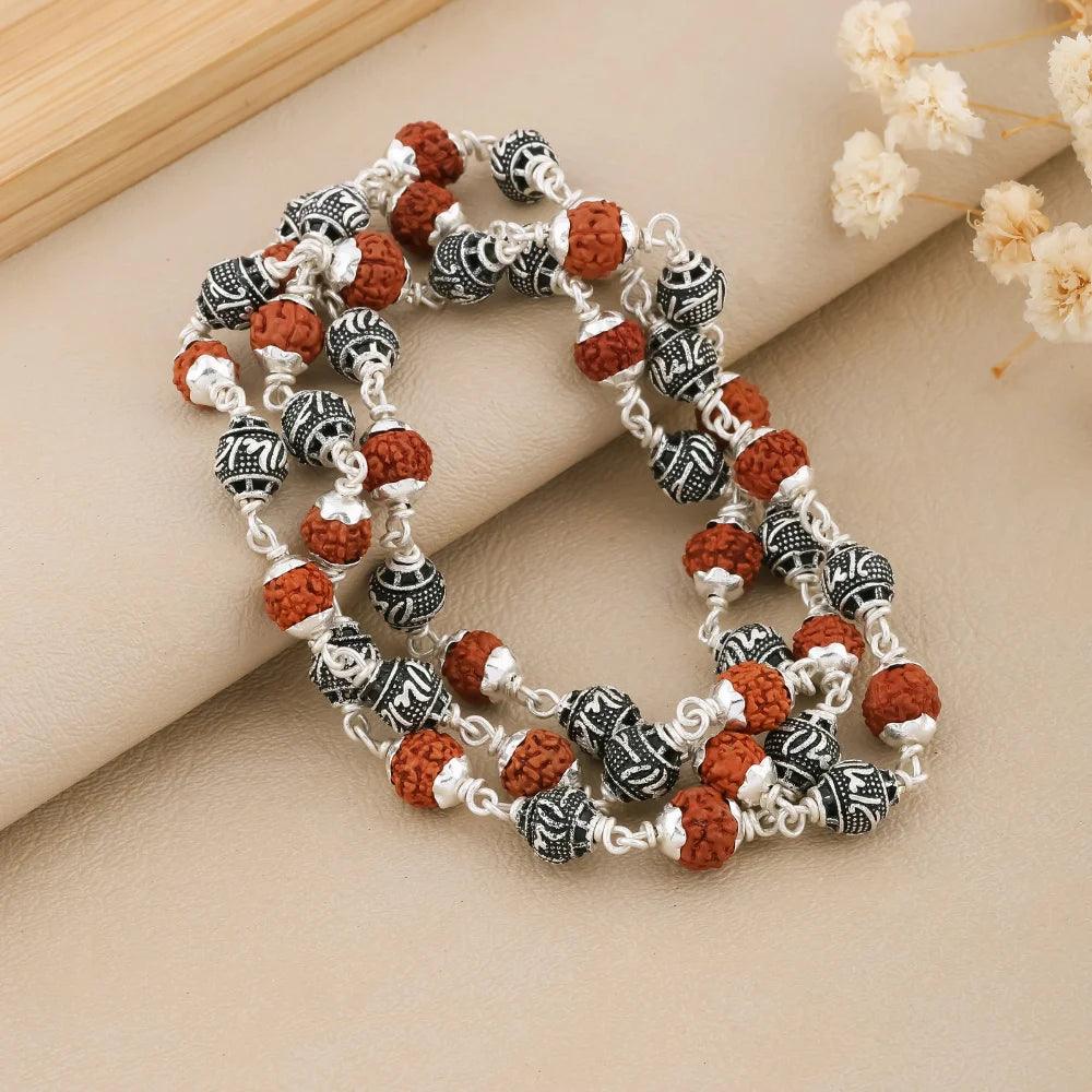 925 Silver RAM Bead Rudraksha Mala for Men