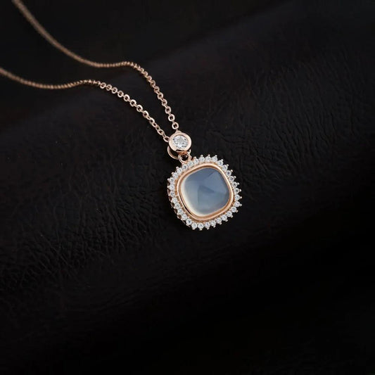 925 Silver Rose Gold Moonstone Pendant for Women