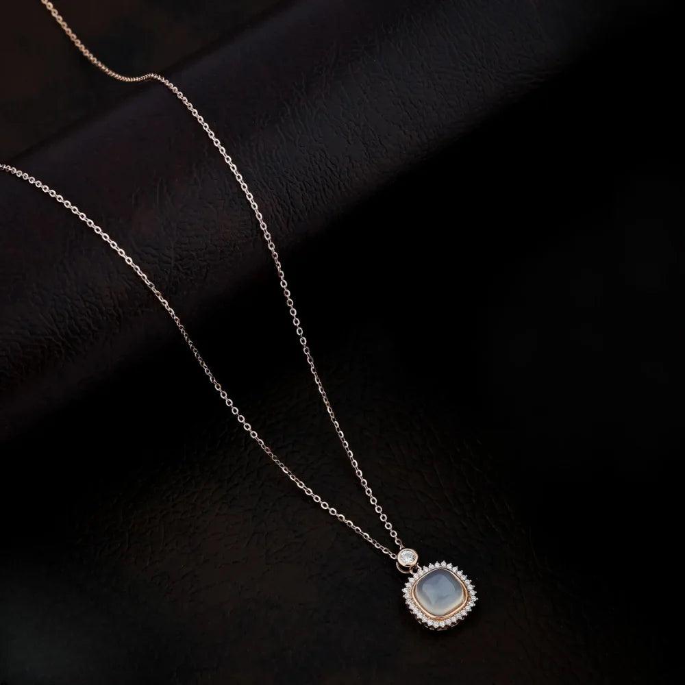 925 Silver Rose Gold Moonstone Pendant for Women
