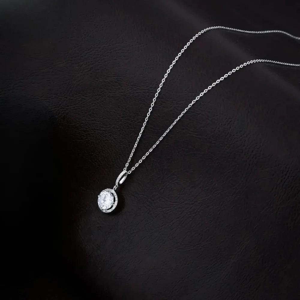 925 Silver Round Frame Moissanite Pendant for Women
