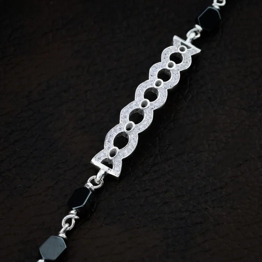 925 Silver Round Lapping Party Wear Bracelet for Women