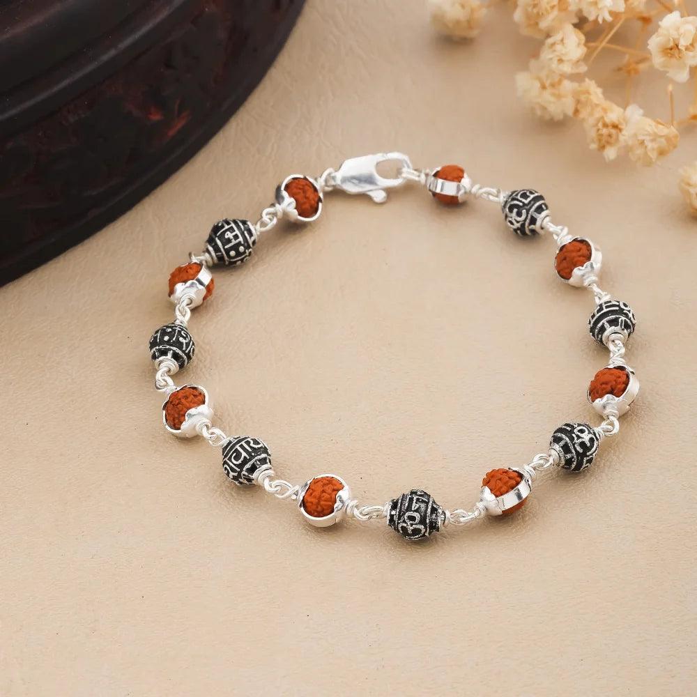 925 Silver SHIVAY Bead Cover Rudraksha Bracelet for Men