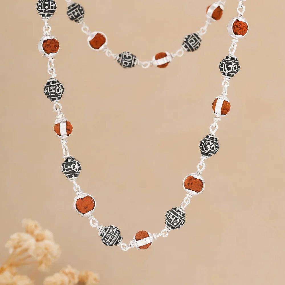 925 Silver SHIVAY Bead Cover Rudraksha Mala for Men