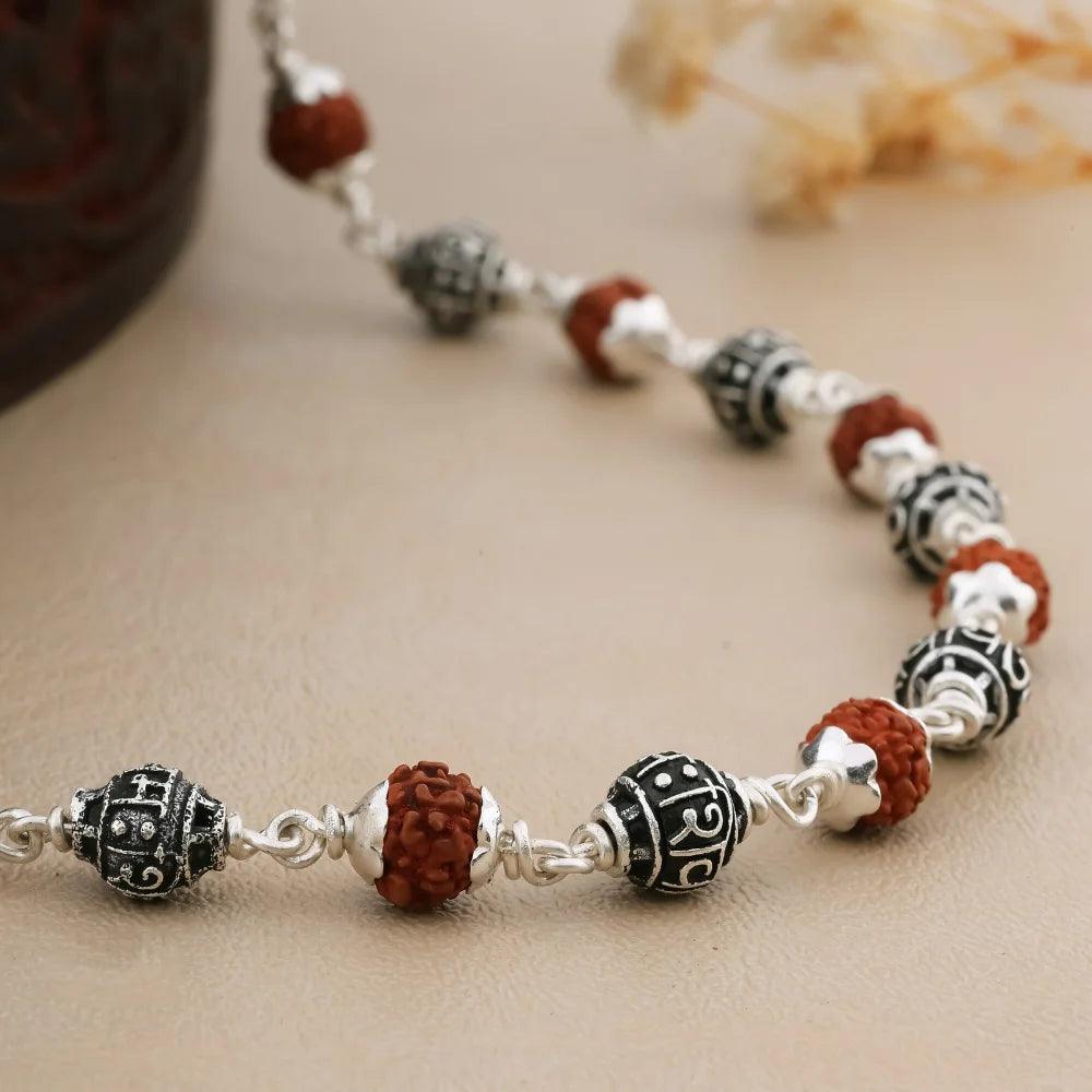925 Silver SHIVAY Bead Rudraksha Mala for Men