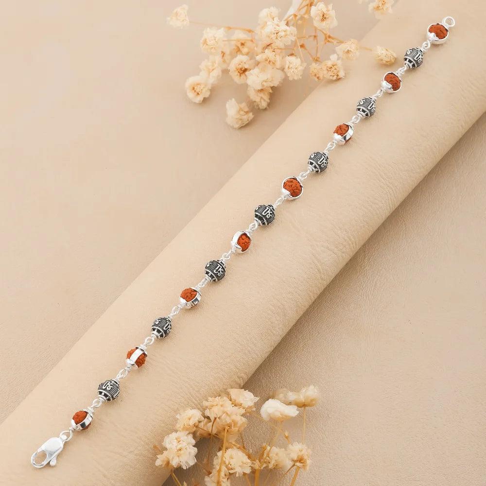 925 Silver SHREE Bead Cover Rudraksha Bracelet for Men