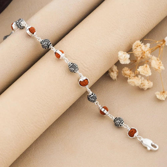 925 Silver SHREE Bead Cover Rudraksha Bracelet for Men