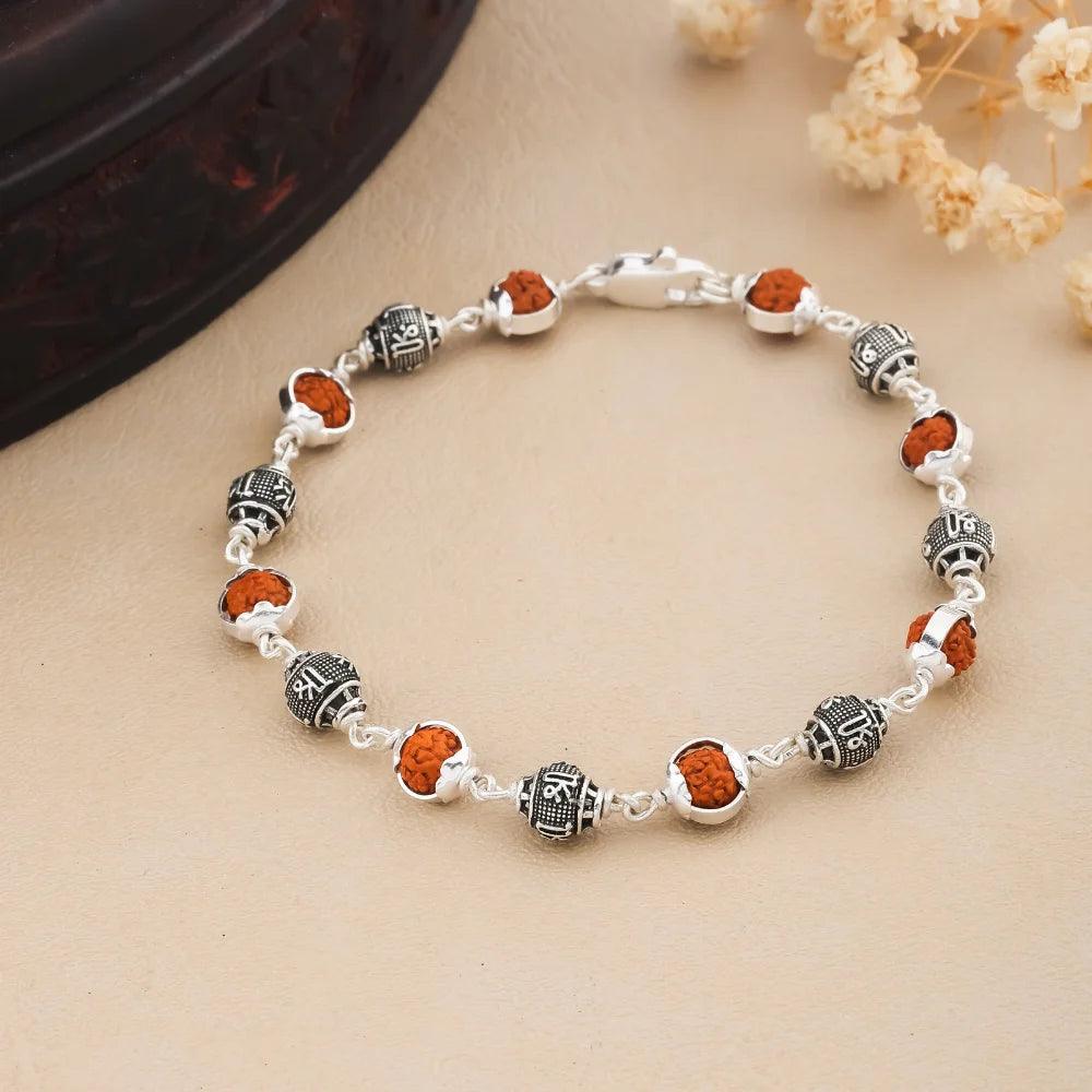 925 Silver SHREE Bead Cover Rudraksha Bracelet for Men