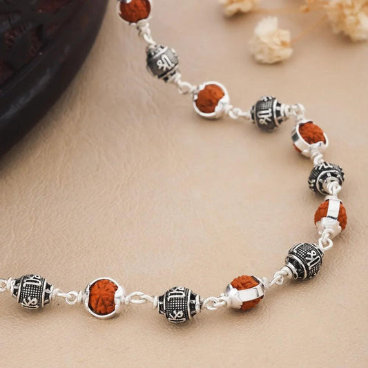 925 Silver SHREE Bead Cover Rudraksha Mala for Men