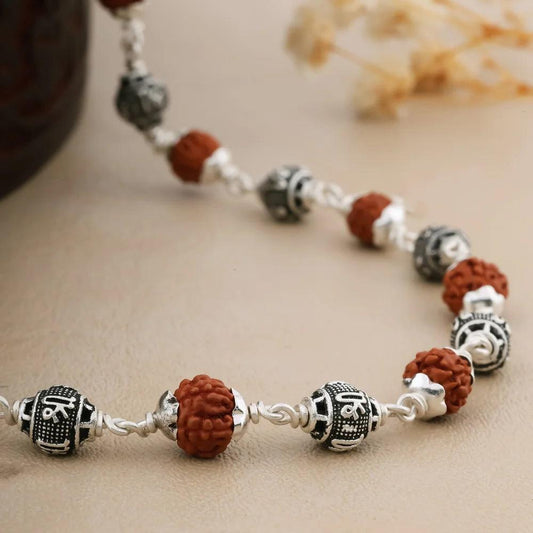 925 Silver SHREE Bead Rudraksha Mala for Men