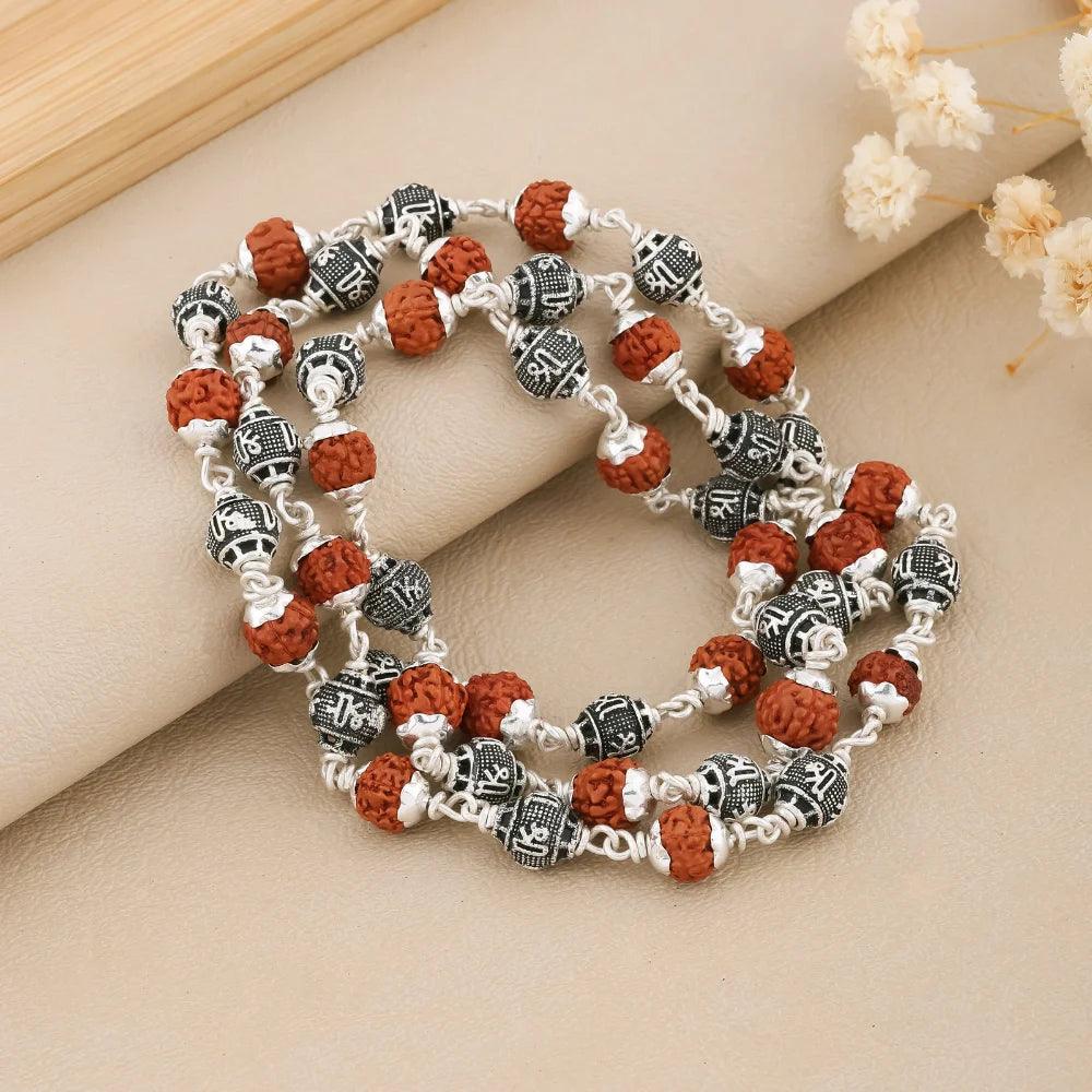 925 Silver SHREE Bead Rudraksha Mala for Men
