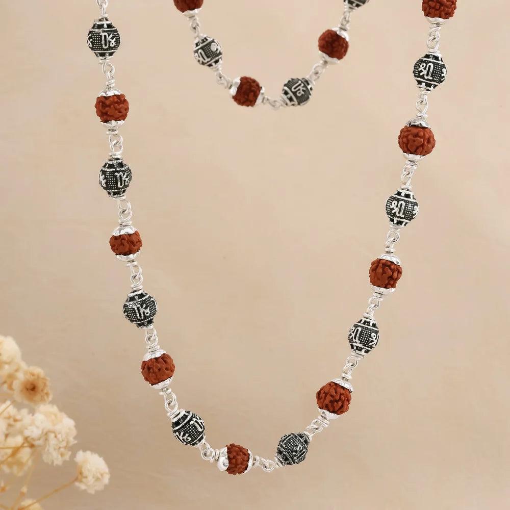 925 Silver SHREE Bead Rudraksha Mala for Men